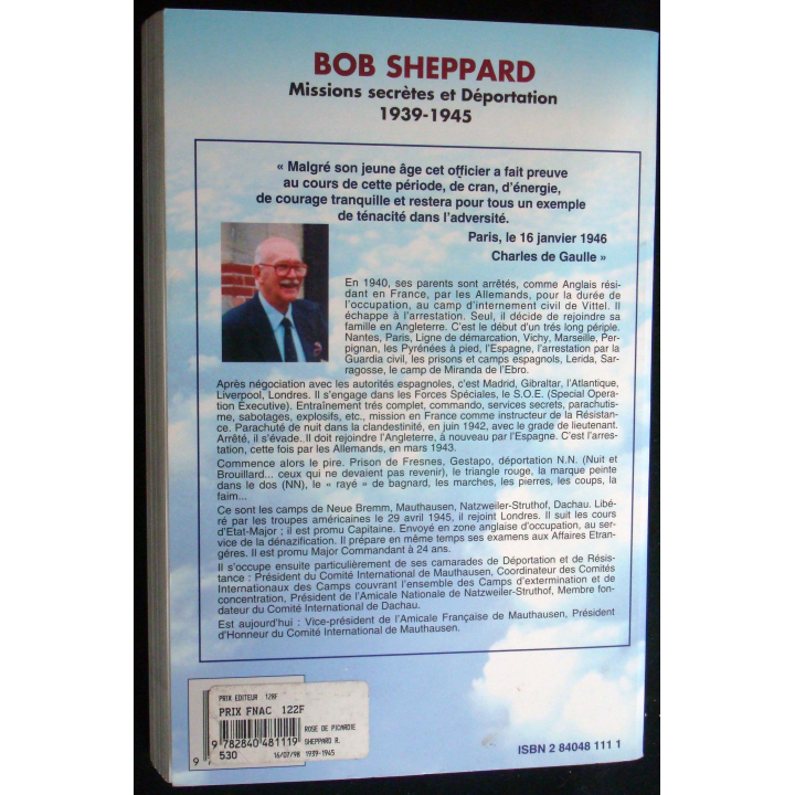 Missions secrètes et déportation 1939-1945. Bob Sheppard. Ed. Heimdal