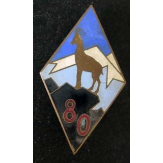80° régiment d'infanterie Alpine fabrication ABPD en émail chamois
