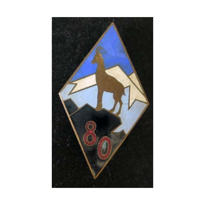 80° régiment d'infanterie Alpine fabrication ABPD en émail chamois