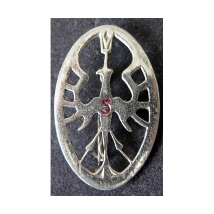 5° régiment cuirassiers ovale métal chromé artisanale Extrême Orient