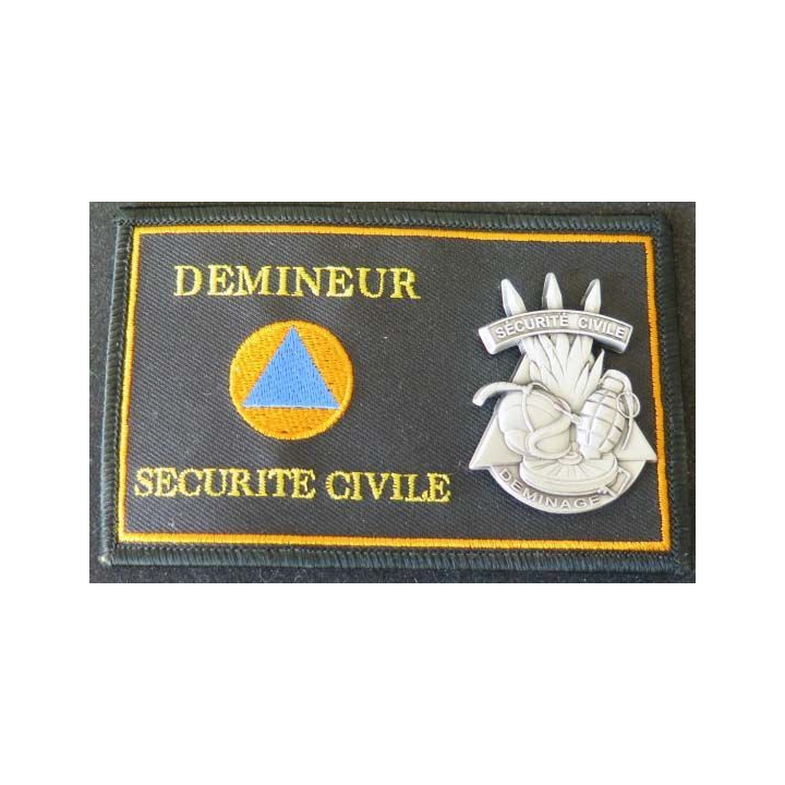 insigne tissu et métallique des démineurs de la sécurité civile