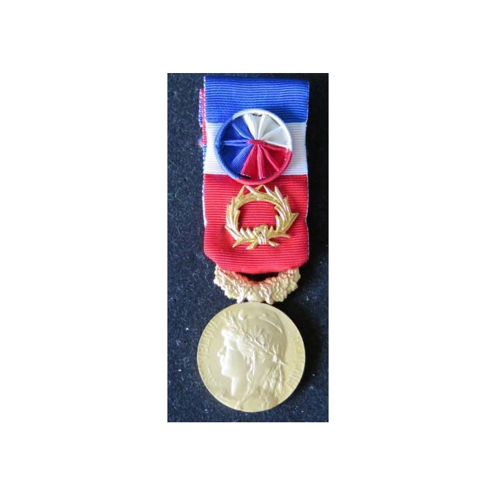 Médaille vermeil du travail attribuée à R. Gonidec en 1986 en vermeil