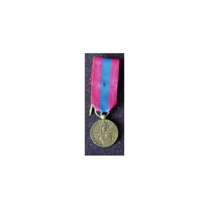 Cette médaille miniature de la défense nationale est en bronze
