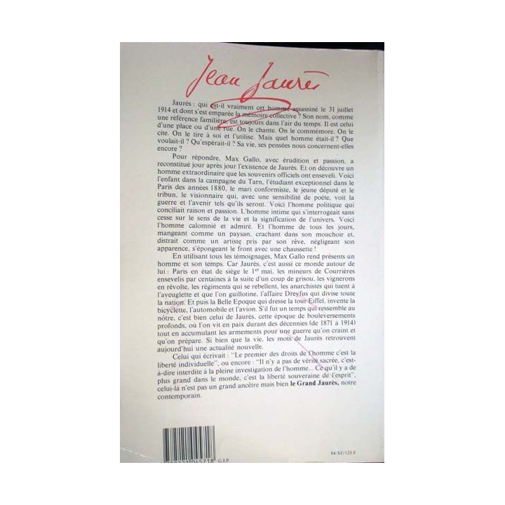 Le grand Jaurès. Biographie. Max Gallo. Editions Robert Laffont