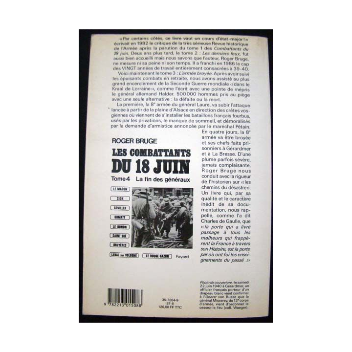 Histoire de la ligne Maginot. T3. Roger Bruge. Editions Fayard