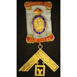MÉDAILLE MAÇONNIQUE ANGLAISE VÉNÉRABLE MAÎTRE 1943