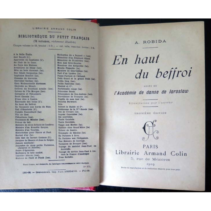 Vieux livres : En haut du Beffroi Robida Librairie Armand Colin 1909