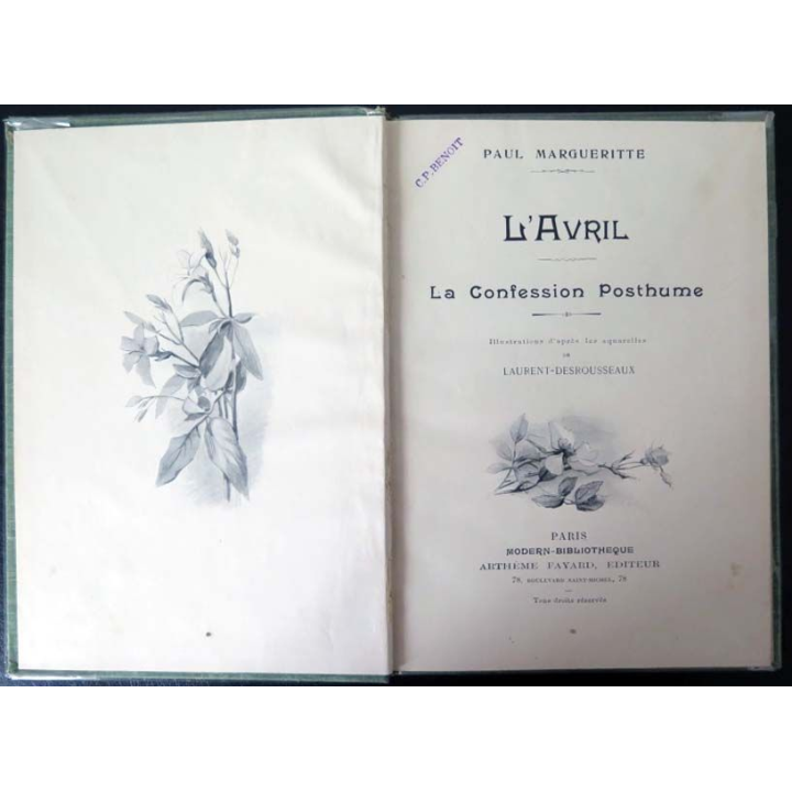 Vieux livres : L'Avril par Paul Margueritte aux Editions Arthème Fayard