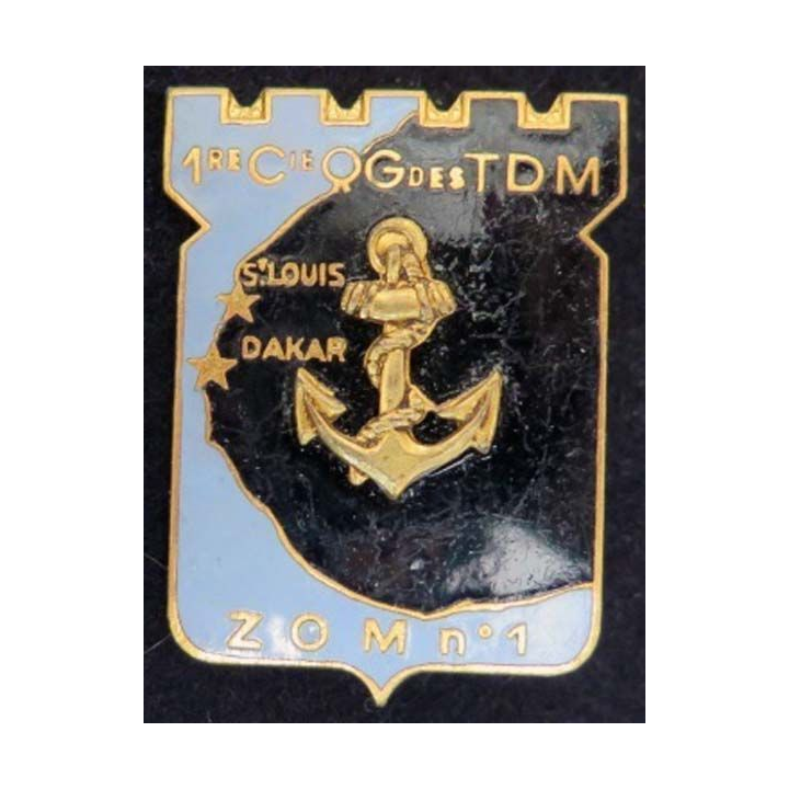 Insigne métal de la 1° cie de QG des TDM DRAGO PARIS G. 1585 en émail