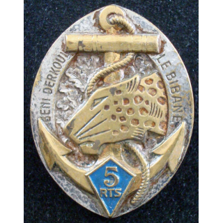 Insigne du 5° Régiment de Tirailleurs Sénégalais DRAGO BERANGER Déposé
