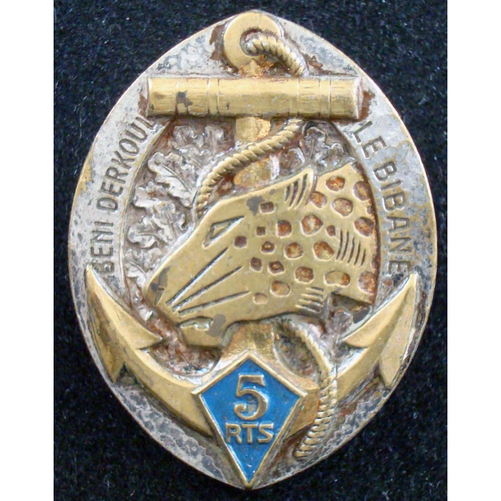 Insigne du 5° Régiment de Tirailleurs Sénégalais DRAGO BERANGER Déposé
