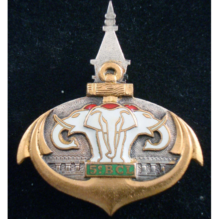 Insigne 5° Bataillon de Chasseurs Laotiens DragoBeranger H. 619 émail