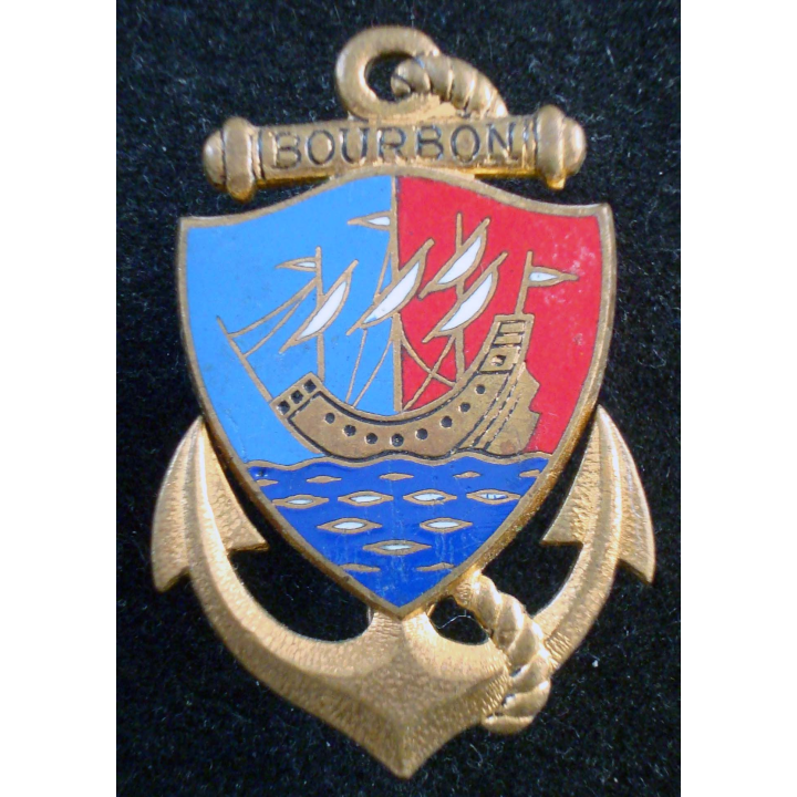 insigne Compagnie Coloniale de BOURBON Drago Beranger H. 735 en émail