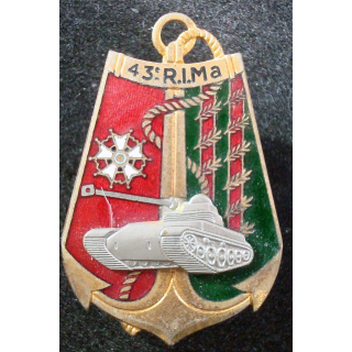 Insigne du 43° Régiment d'Infanterie de Marine ANDOR en émail