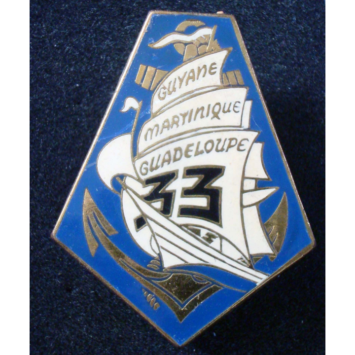 Insigne 33° Régiment d'Infanterie de Marine Drago Paris G. 1897 émail