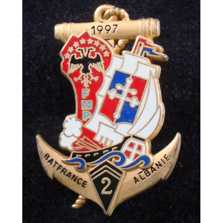 Insigne du BATFRANCE du 2° Régiment d'Infanterie de Marine Albanie 97