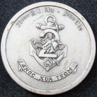 médaille ronde de la 2° Cie du 21° Régiment d'Infanterie de Marine
