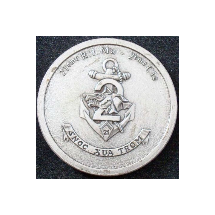 médaille ronde de la 2° Cie du 21° Régiment d'Infanterie de Marine