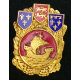 1° COMA : insigne de la 1° section des commis ouvriers militaires d'administration de fabrication Drago H. 580 en émail