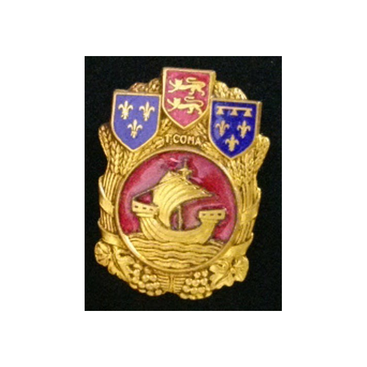 1° COMA : insigne de la 1° section des commis ouvriers militaires d'administration de fabrication Drago H. 580 en émail