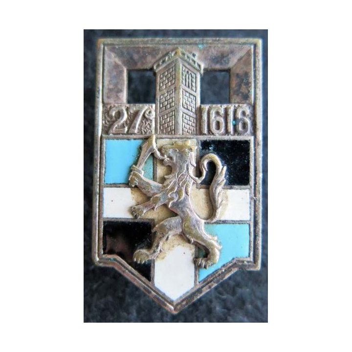 27° RI : insigne métallique du 27° régiment d''infanterie de fabrication Drago Paris en émail