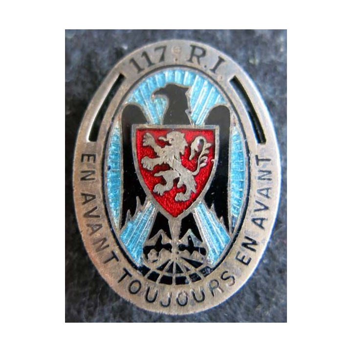 117° RI : insigne métallique du 117° régiment d''infanterie de fabrication Drago Paris G. 428