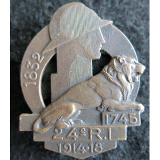 24° RI : insigne métallique du 24° régiment d''infanterie de fabrication Arthus Bertrand Paris déposé