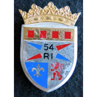 54° RI : Insigne métallique du 54° régiment d'infanterie de fabrication Fraisse Paris G. 2669