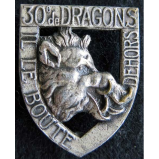 30° RD : insigne métallique du 30° régiment de dragons de fabrication Drago Paris