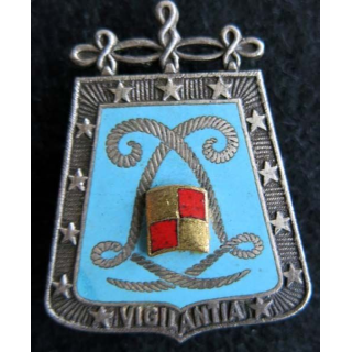 5° RH : insigne métallique du 5° régiment de hussards vigilantia de fabrication Drago G. 1037