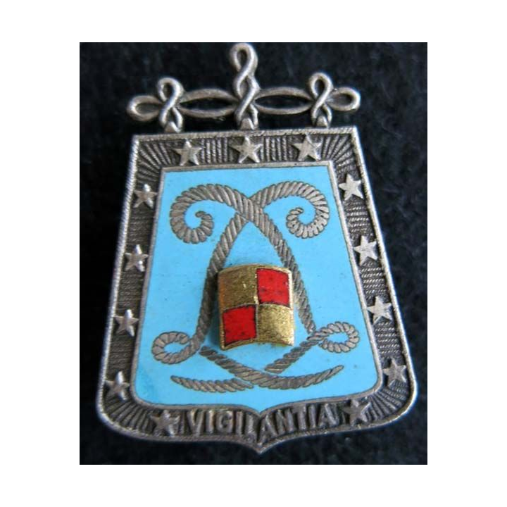 5° RH : insigne métallique du 5° régiment de hussards vigilantia de fabrication Drago G. 1037