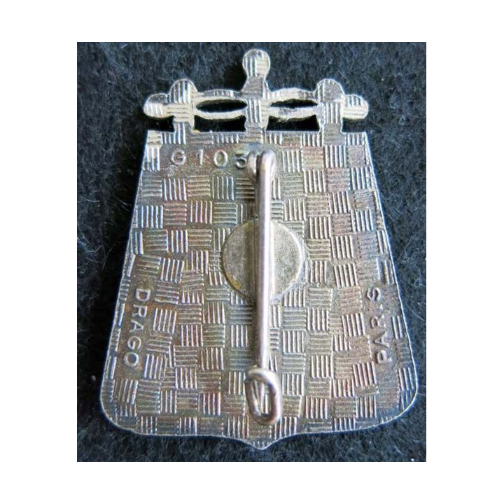 5° RH : insigne métallique du 5° régiment de hussards vigilantia de fabrication Drago G. 1037