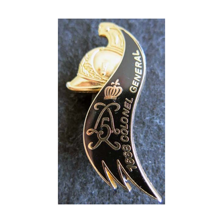 DRAGONS : insigne métallique du 5° régiment de dragons fabriqué par Arthus Bertrand pour les éditions Atlas