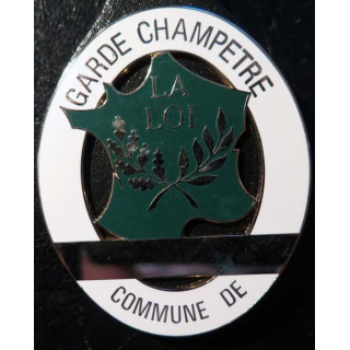 POLICE : plaque métallique de garde champêtre sur son cuir