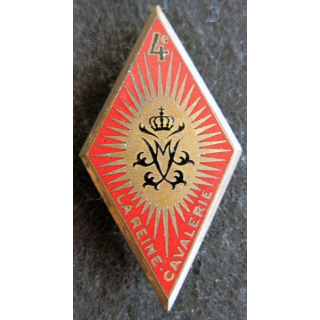 4° RC : insigne métallique du 4° régiment de cuirassiers de fabrication Drago Paris G. 942 en émail
