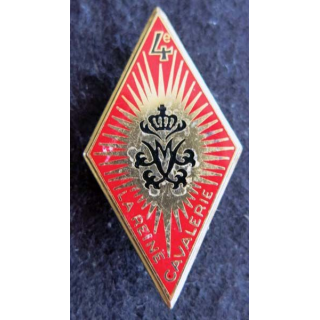 4° RC : insigne métallique du 4° régiment de cuirassiers de fabrication Delsart Sens G. 942