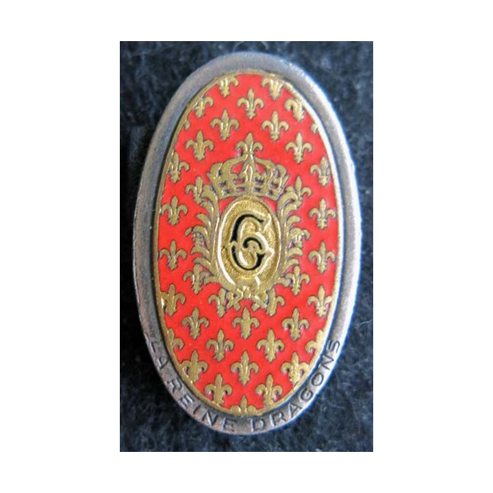 6° RD : insigne métallique du 6° régiment de dragons de fabrication Drago Paris G. 1017 en émail