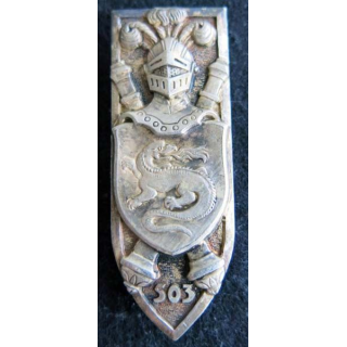 503° RCC : insigne métallique du 503° régiment de chars de combat de fabrication Drago Olivier Métra déposé