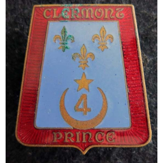4° RCH : insigne métallique du 4° régiment de chasseurs Clermont Prince de fabrication Drago G. 1144 en émail
