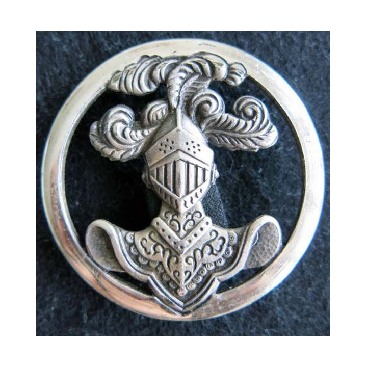 ABC : insigne de béret de l’arme blindée cavalerie dos lisse embouti et argenté