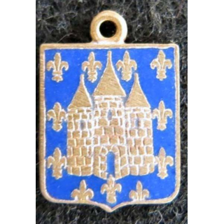 insigne blason en émail de la ville de Melun 11 x 16 mm bandeau bleu