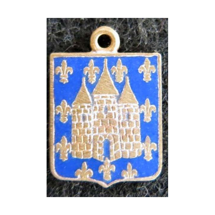 insigne blason en émail de la ville de Melun 11 x 16 mm bandeau bleu