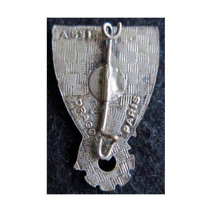 BE 726 : insigne métallique de la base école 726 de Nimes de fabrication Drago Paris A. 591 émail  épingle cassée.
