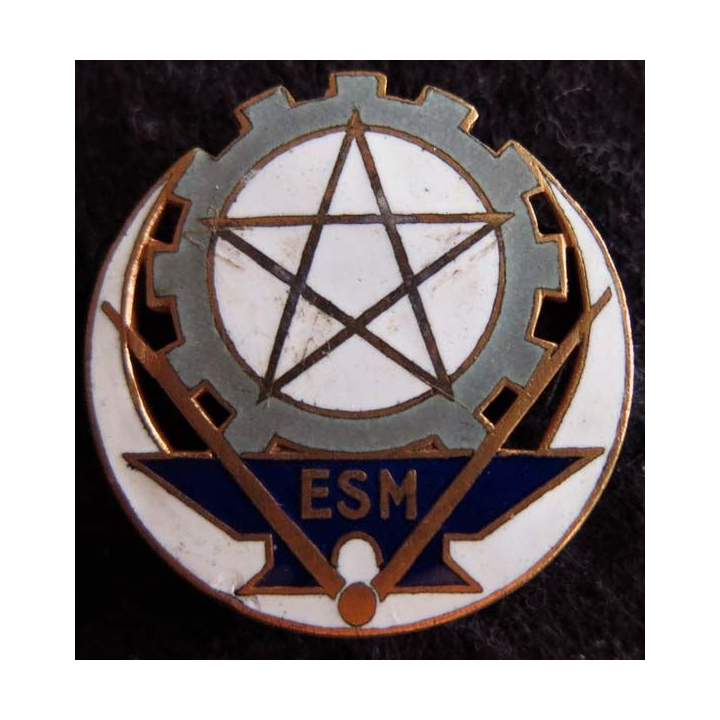 ESM : insigne métallique de l'école des spécialistes du Matériel de Meknès fabrication Drago G. 903