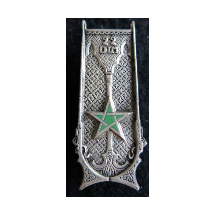 22° DIM : Insigne métallique de la 22° division infanterie marocaine Drago G. 1217 émail