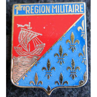 1° RM : insigne métallique de la 1° région militaire de fabrication Drago Paris G. 2219