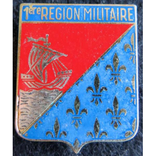 1° RM : insigne métallique de la 1° région militaire de fabrication Drago Paris G. 2219