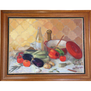 Huile de Svetlana Manen intitulée La ratatouille 1969