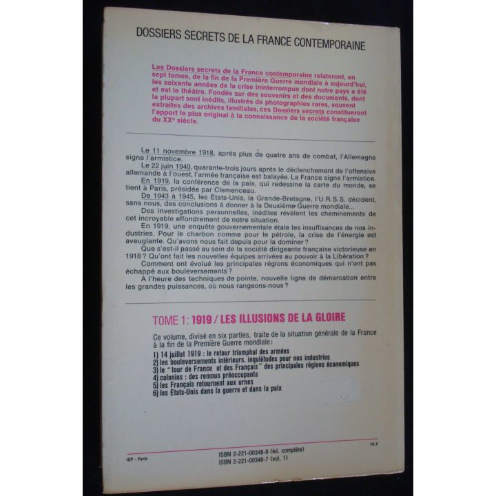 Dossiers secrets de la France contemporaine les illusions de la gloire