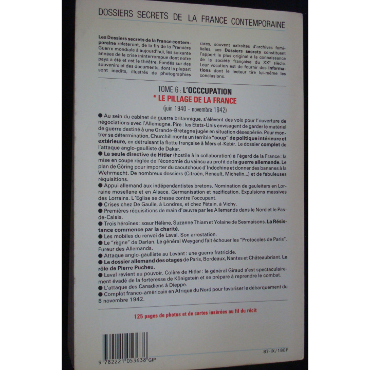 Dossiers secrets de la France contemporaine le pillage de la France T6